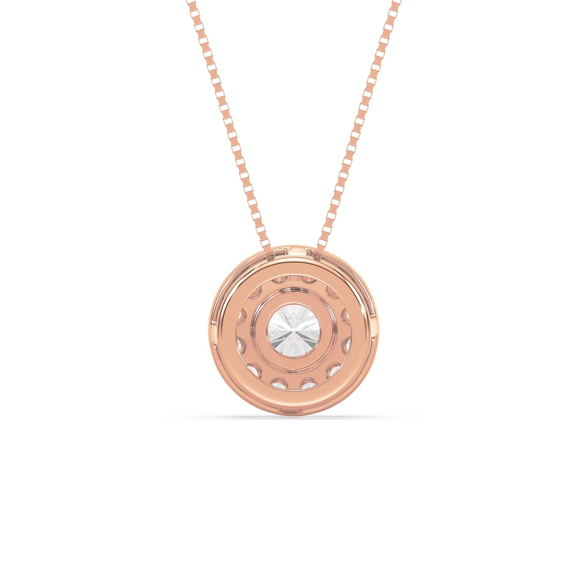 Round Halo Diamond Pendant 1.15ct tw back, Rose Gold | Serenity Diamonds™