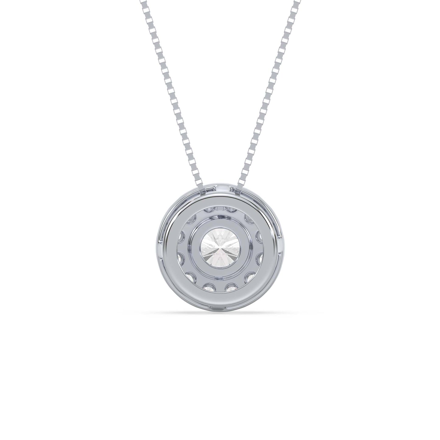 Round Halo Diamond Pendant 1.15ct tw back, White Gold | Serenity Diamonds™