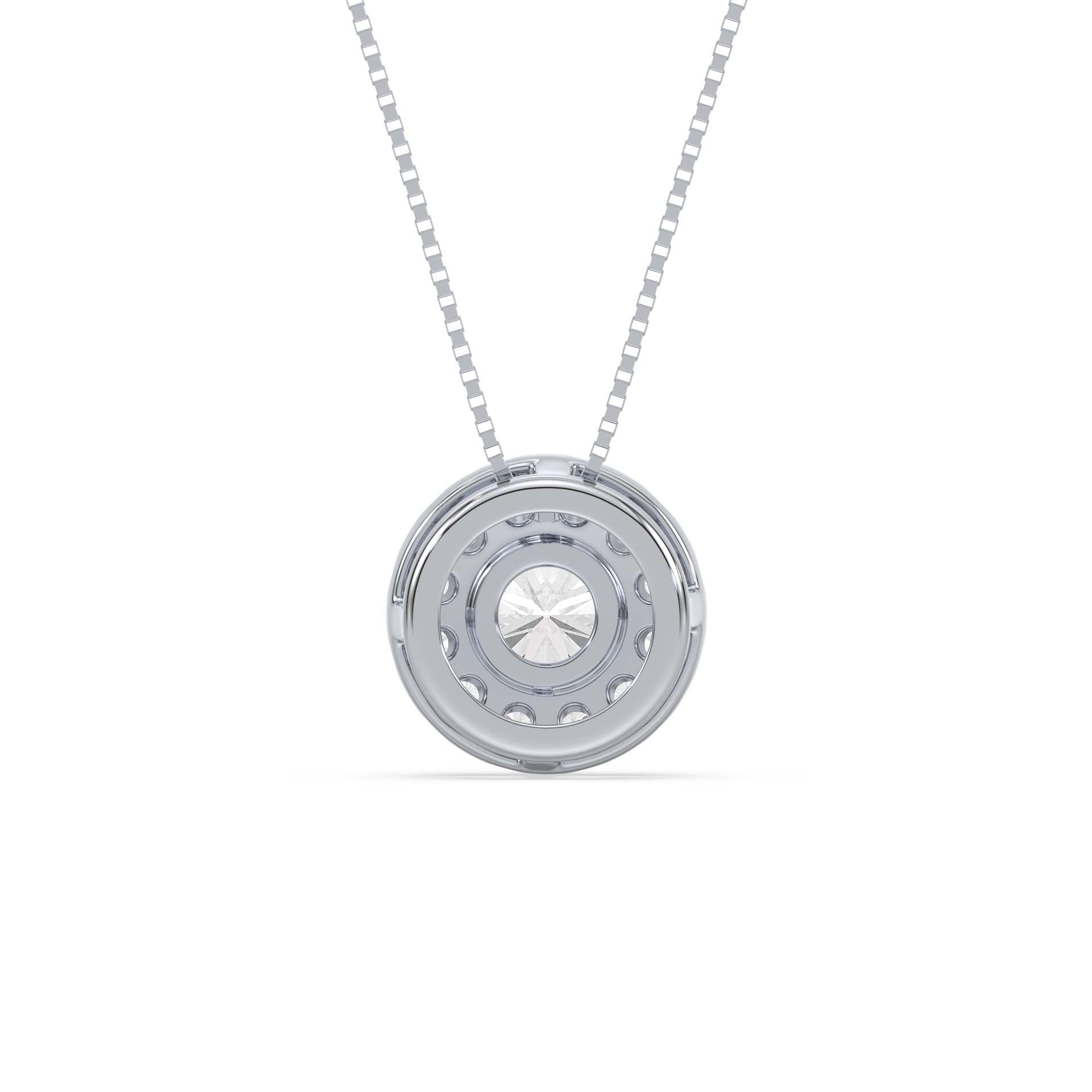 Round Halo Diamond Pendant 1.15ct tw back, White Gold | Serenity Diamonds™