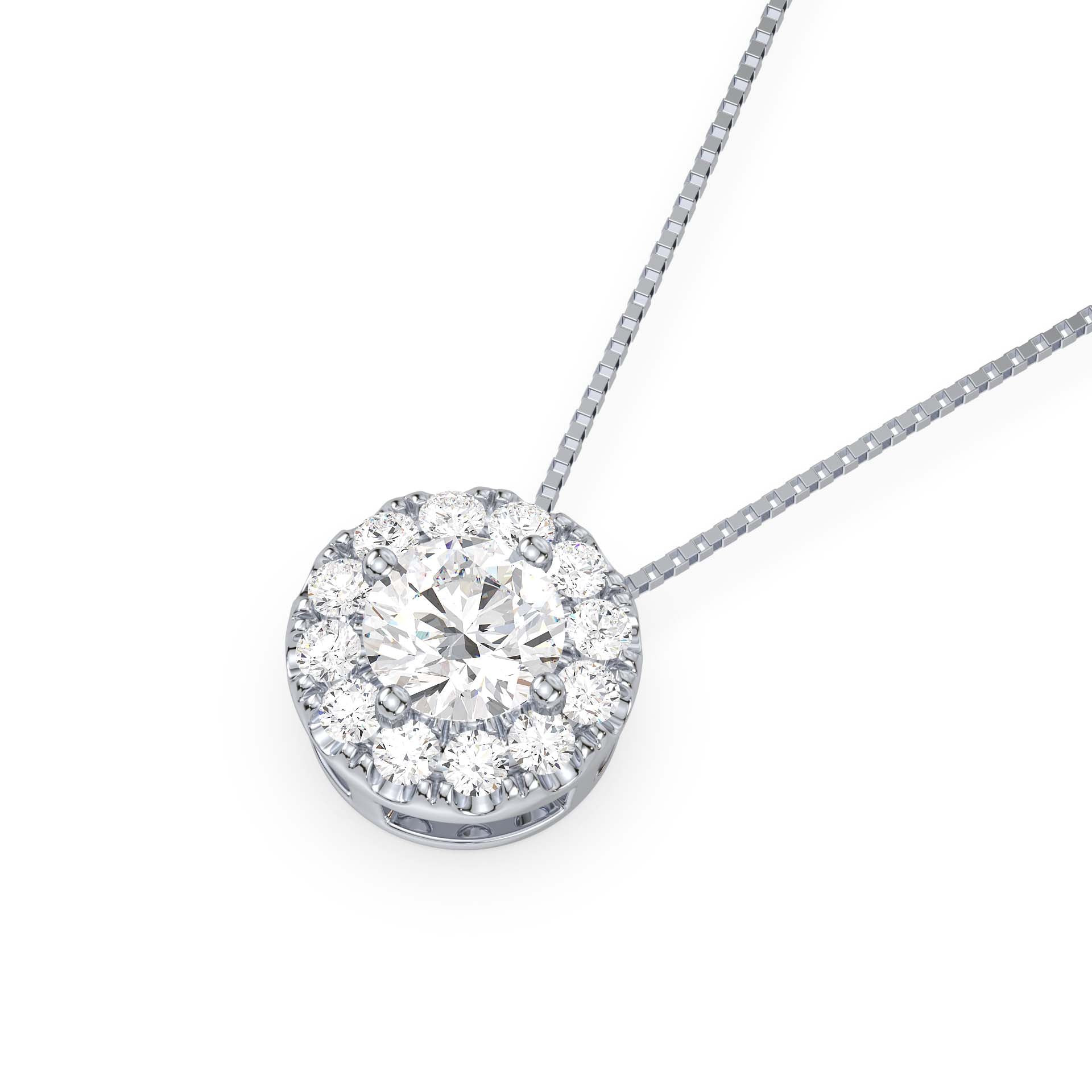 Round Halo Diamond Pendant 1.15ct tw, White Gold | Serenity Diamonds™