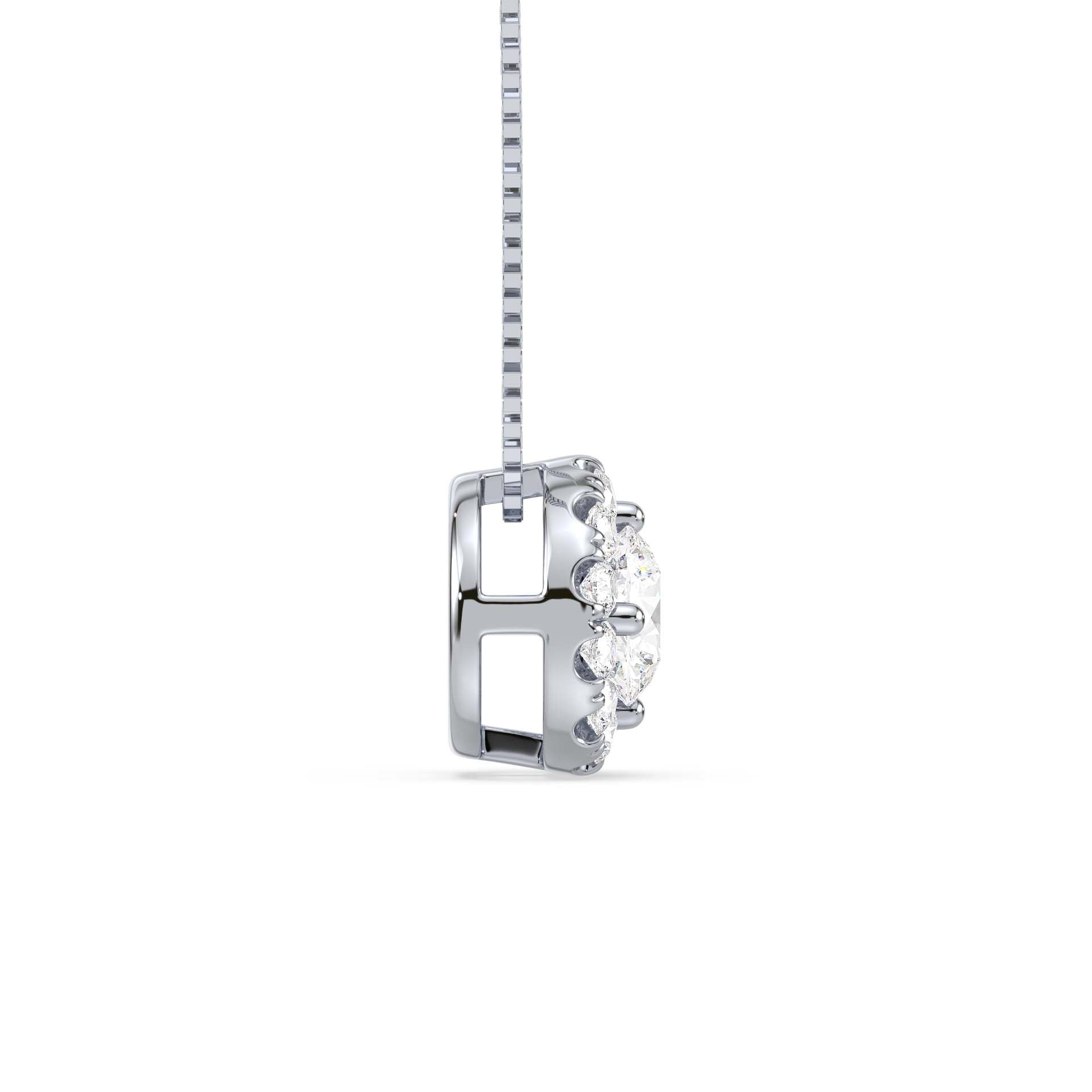 Round Halo Diamond Pendant 1.15ct tw side, White Gold | Serenity Diamonds™