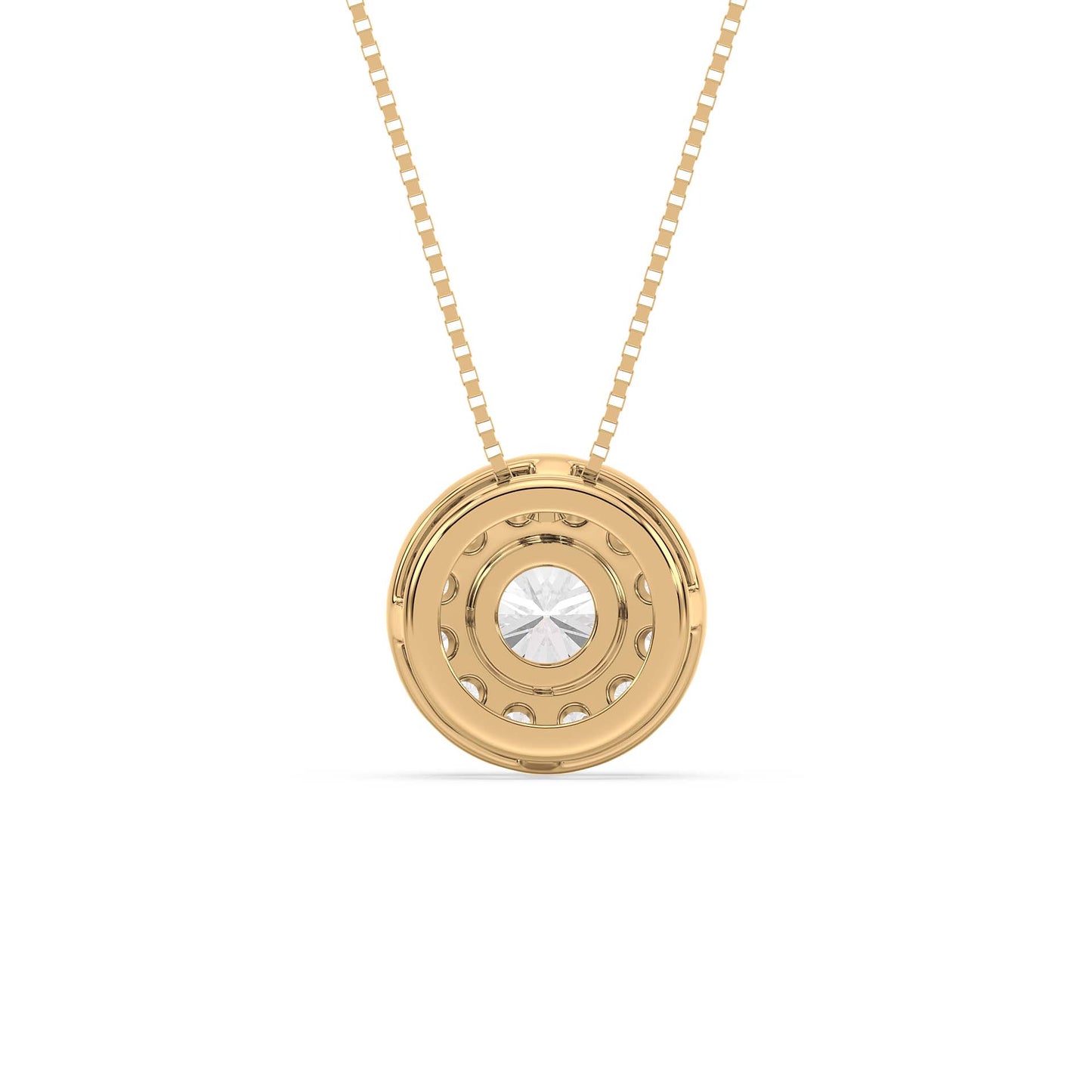 Round Halo Diamond Pendant 1.15ct tw back, Yellow Gold | Serenity Diamonds™