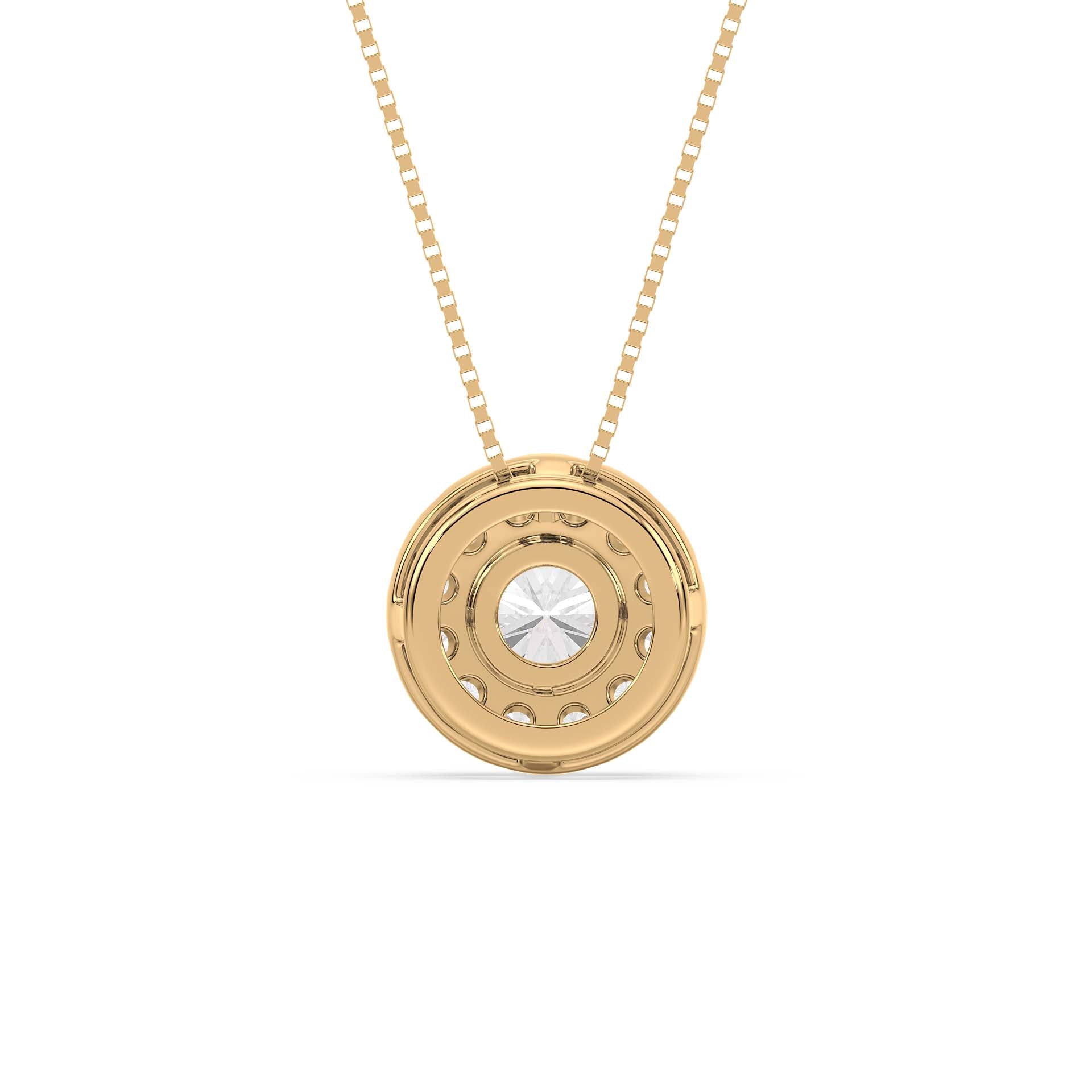 Round Halo Diamond Pendant 1.15ct tw back, Yellow Gold | Serenity Diamonds™