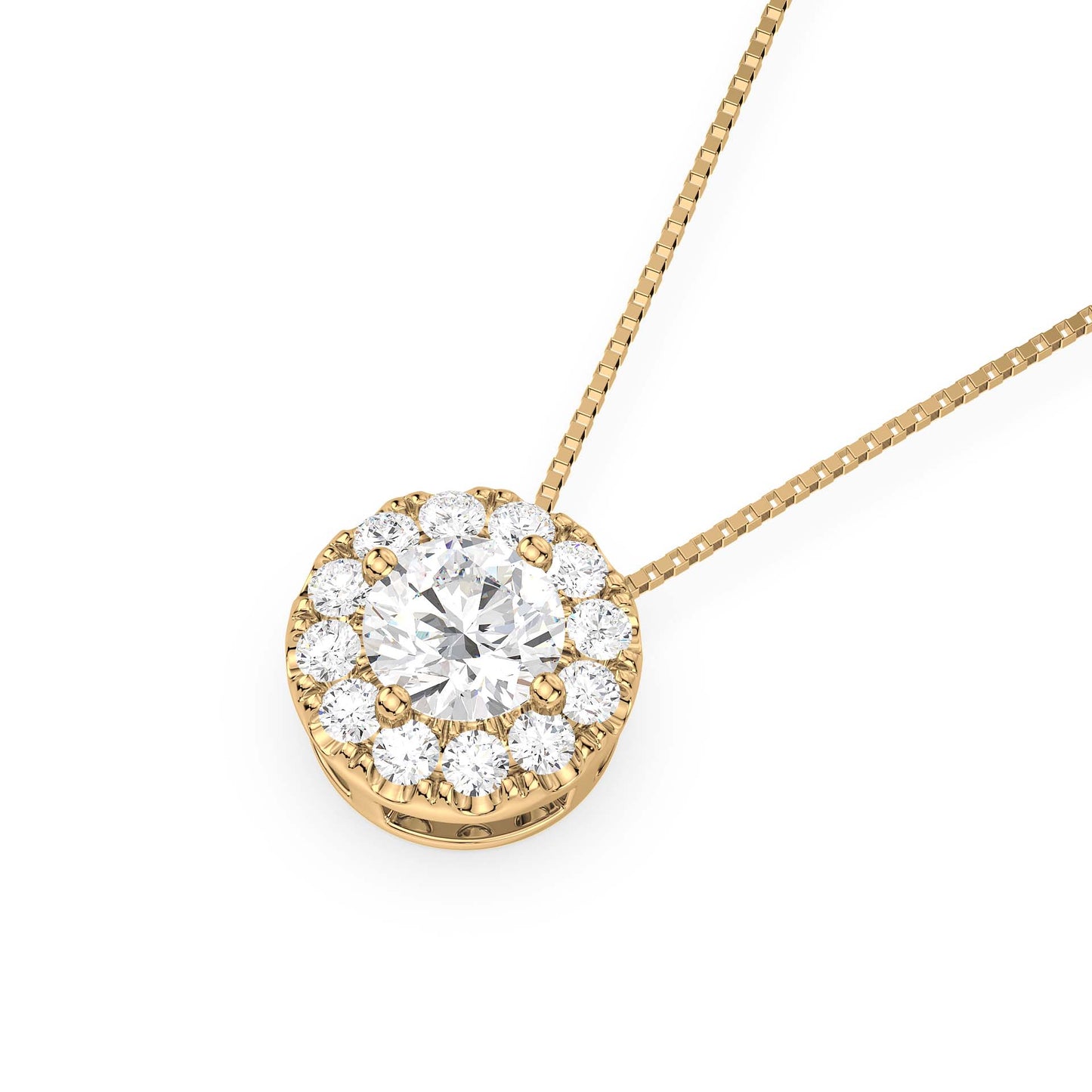 Round Halo Diamond Pendant 1.15ct tw, Yellow Gold | Serenity Diamonds™