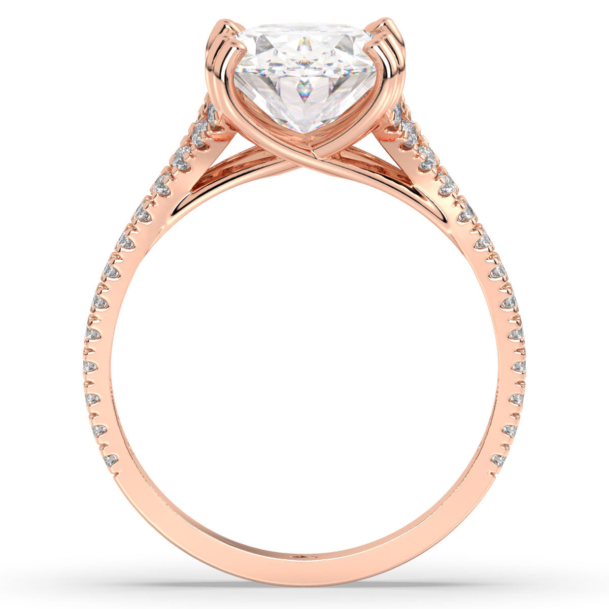 Oval Diamond Double Pavé Band Gold Ring 3.55ct tw