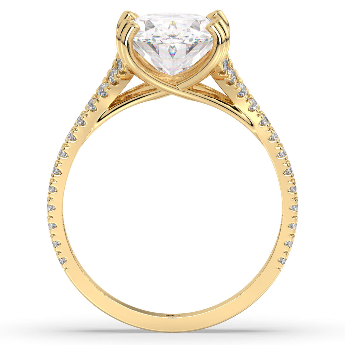 Oval Diamond Double Pavé Band Gold Ring 3.55ct tw