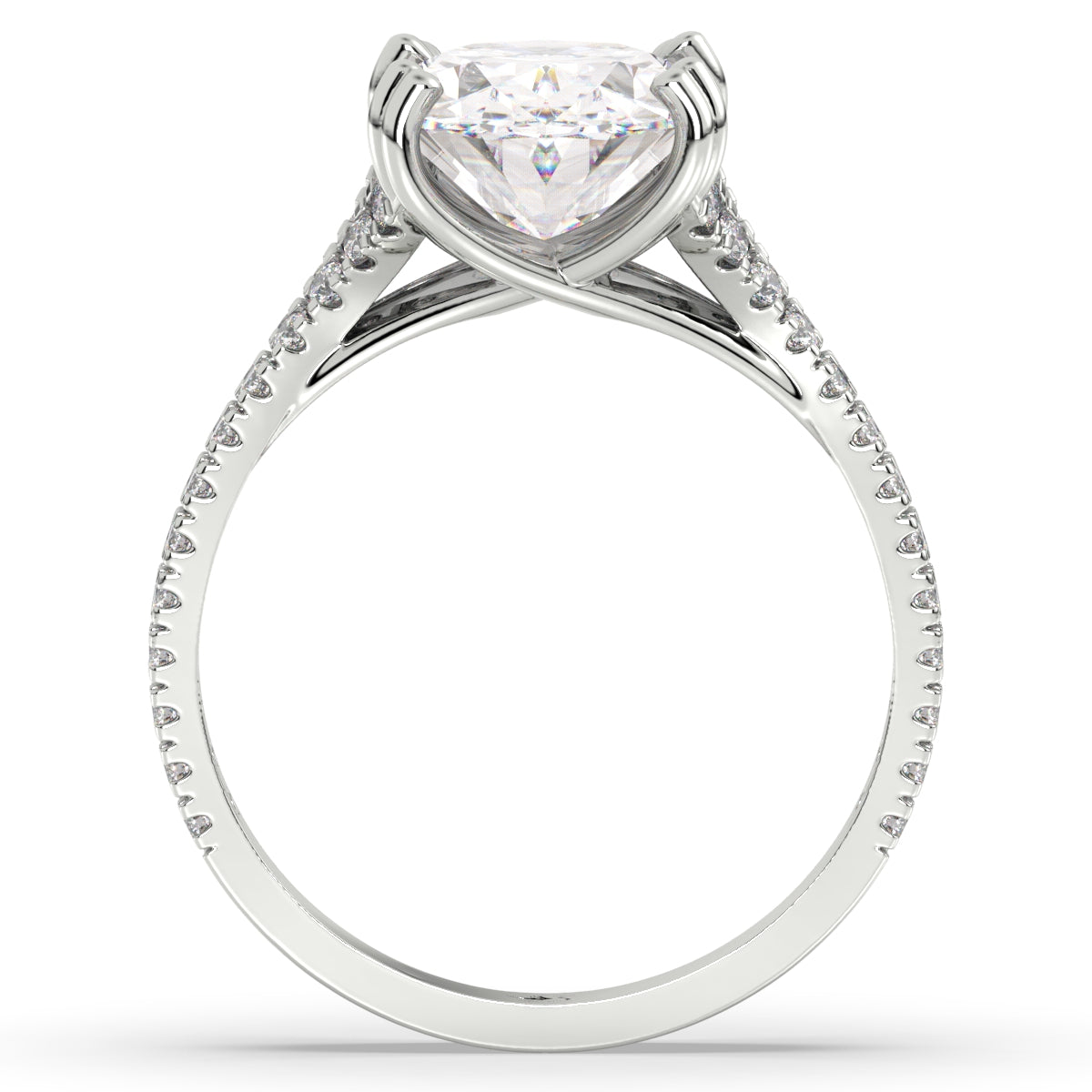 Oval Diamond Double Pavé Band Gold Ring 3.55ct tw