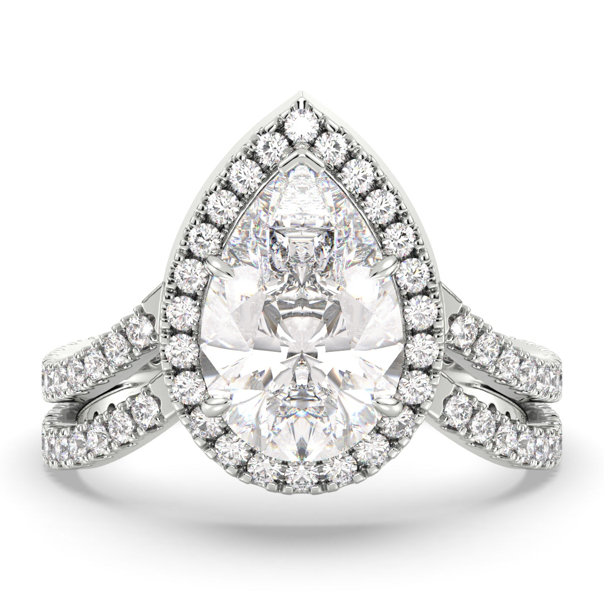 Radiant Pear Halo Ring 3.25ct tw