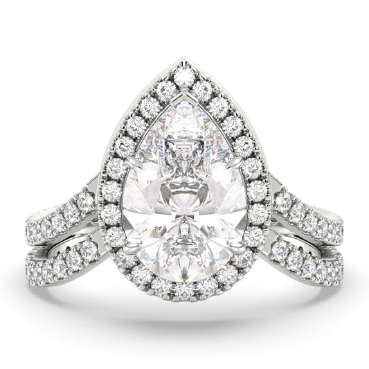Radiant Pear Halo Ring 3.25ct tw