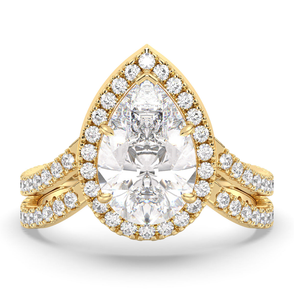 Radiant Pear Halo Ring 3.25ct tw