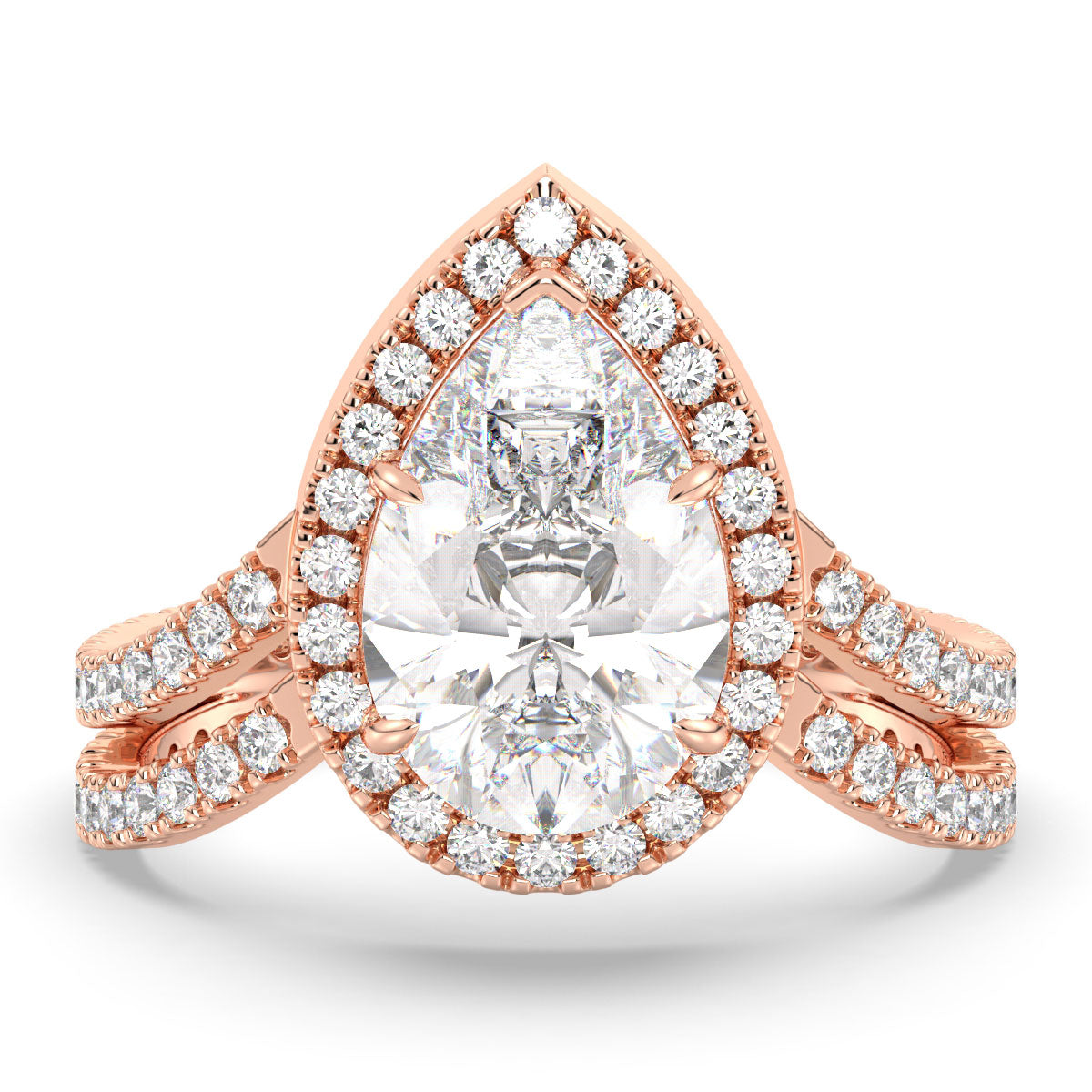 Radiant Pear Halo Ring 3.25ct tw