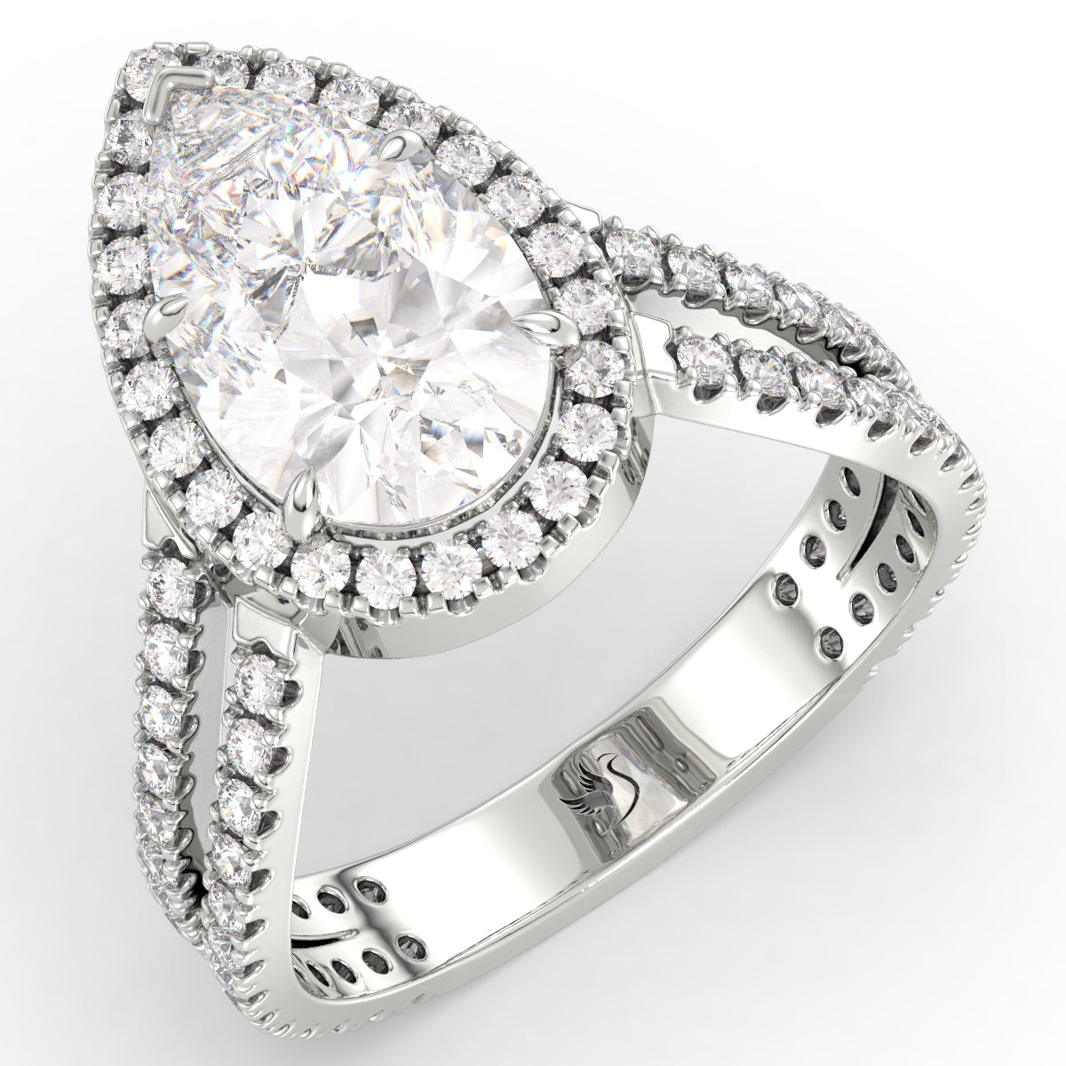 Radiant Pear Halo Ring 3.25ct tw