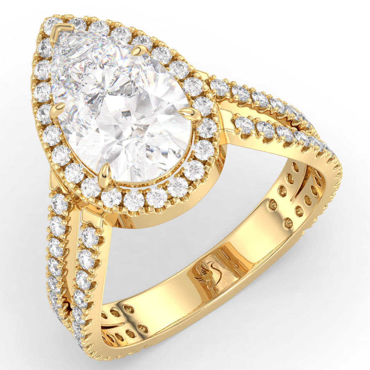Radiant Pear Halo Ring 3.25ct tw