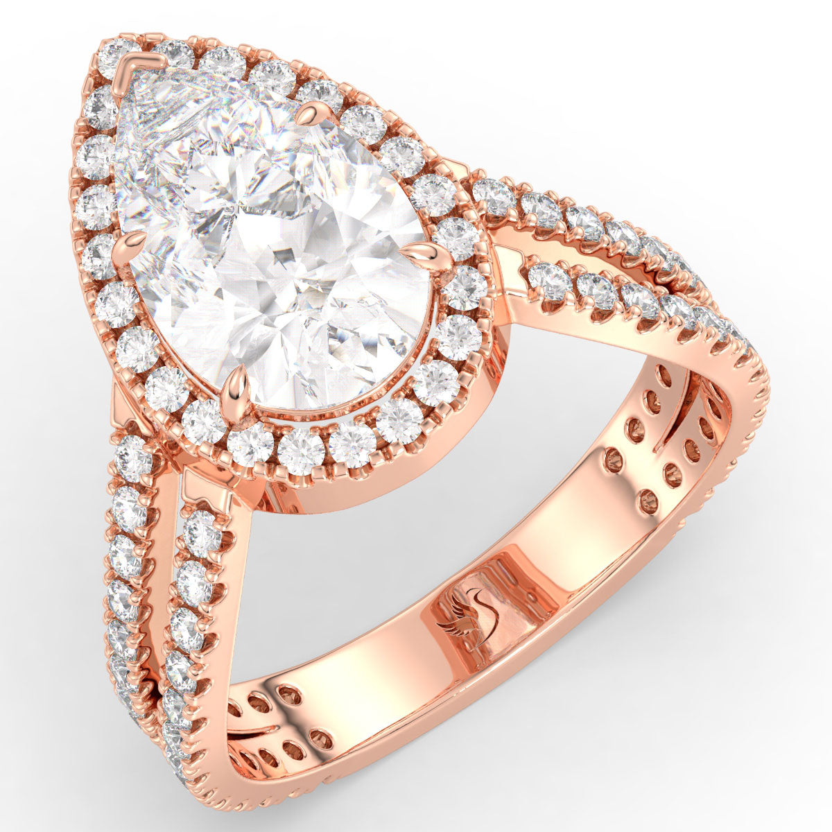 Radiant Pear Halo Ring 3.25ct tw