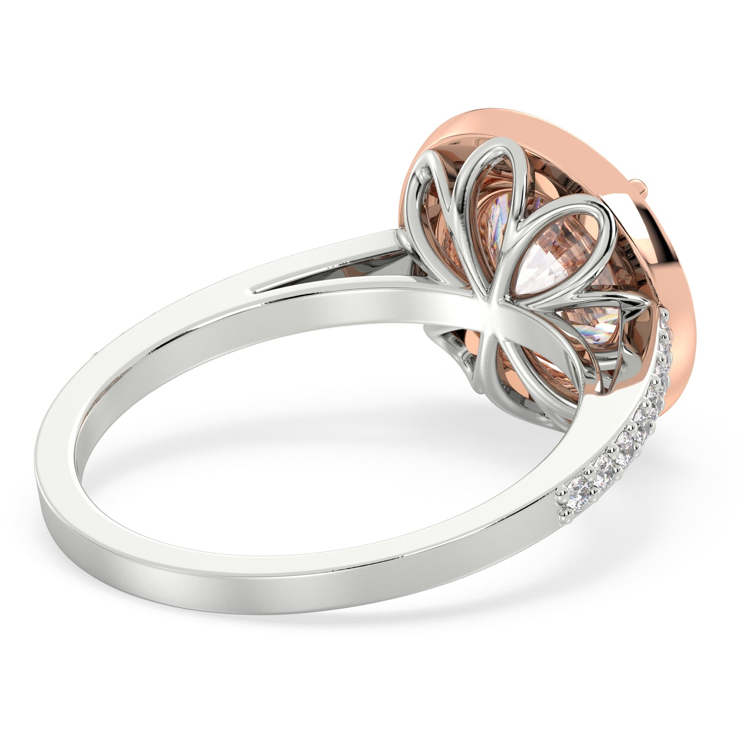 Halo Ring, Brilliant Round Cut, Pink, Lab Grown Diamonds, Halo, Solid 9K, Solid Sterling Silver, White Gold, Rose Gold, Two-Tone, Engagement, Proposal