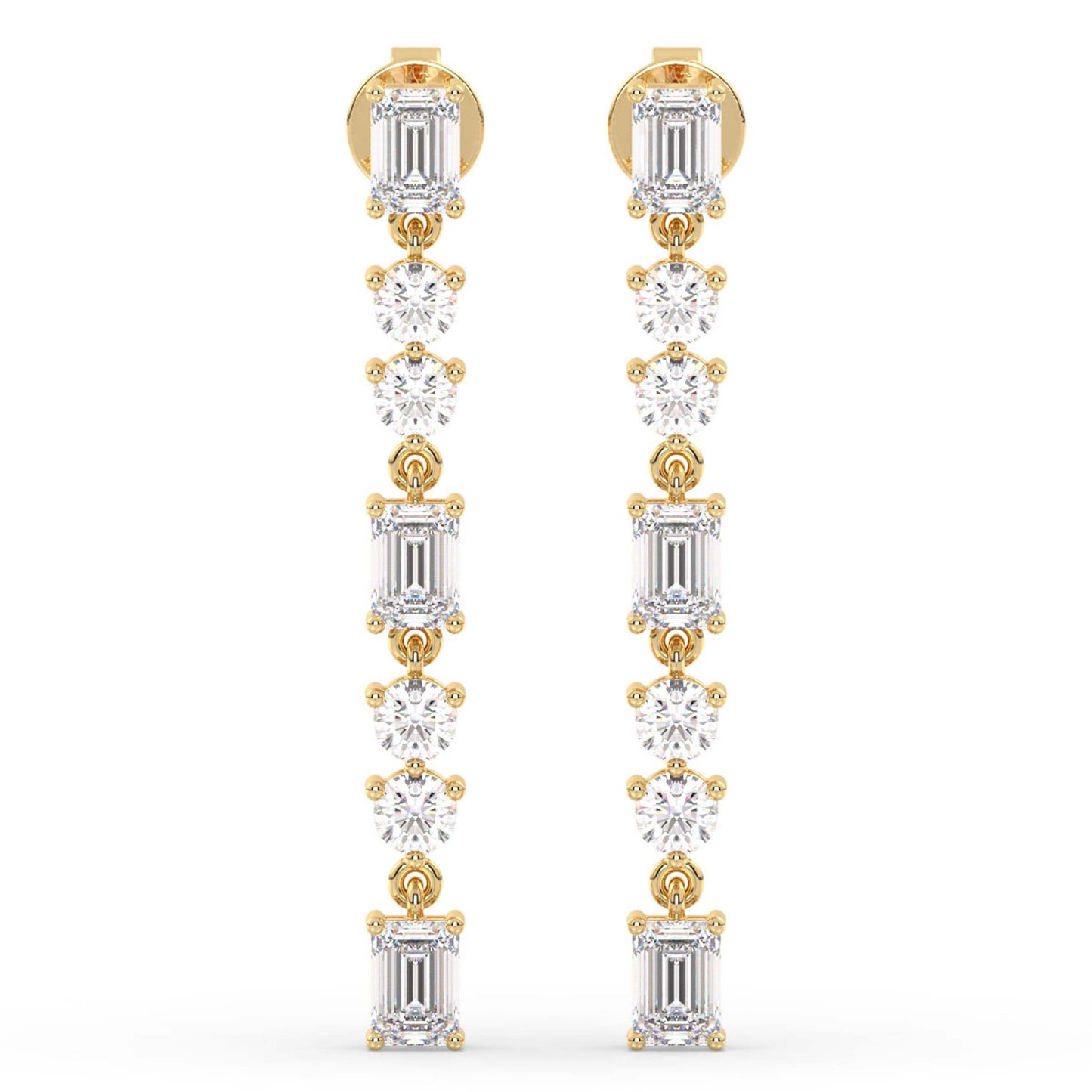 Emerald & Round Dangles, Yellow Gold | Serenity Diamonds™