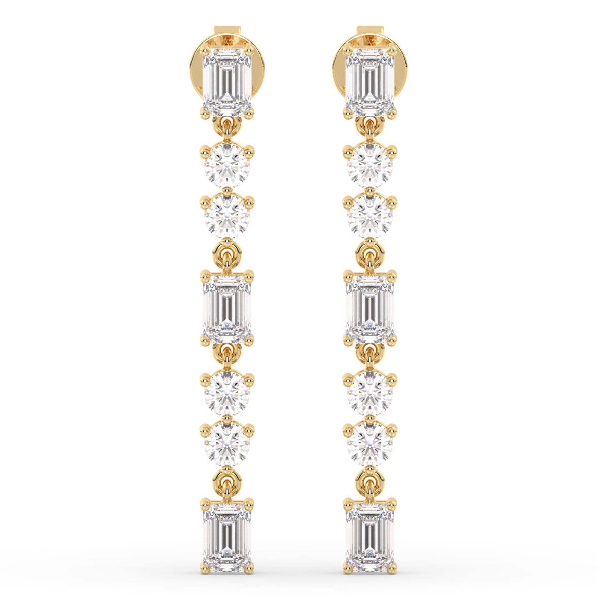 Emerald & Round Dangles, Yellow Gold | Serenity Diamonds™