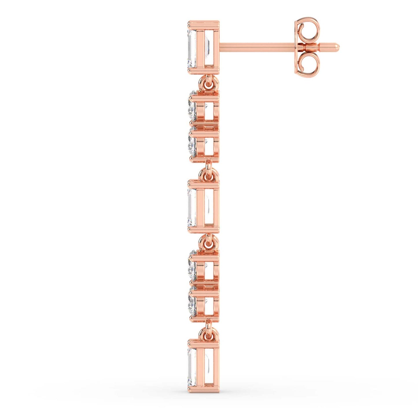 Emerald & Round Dangles, Rose Gold | Serenity Diamonds™