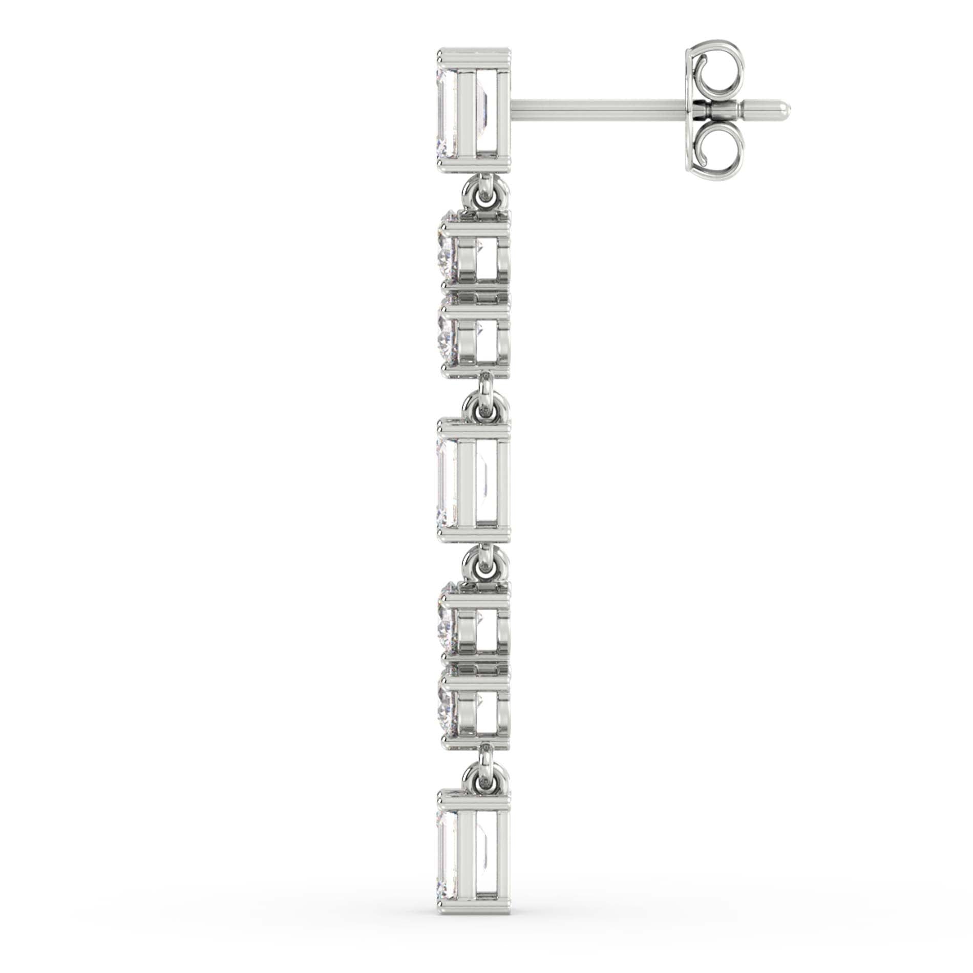 Emerald & Round Dangles, White Gold | Serenity Diamonds™