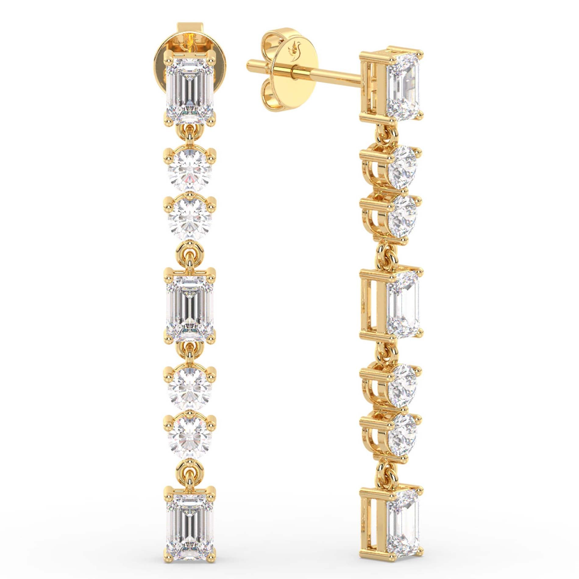 Emerald & Round Dangles, Yellow Gold | Serenity Diamonds™