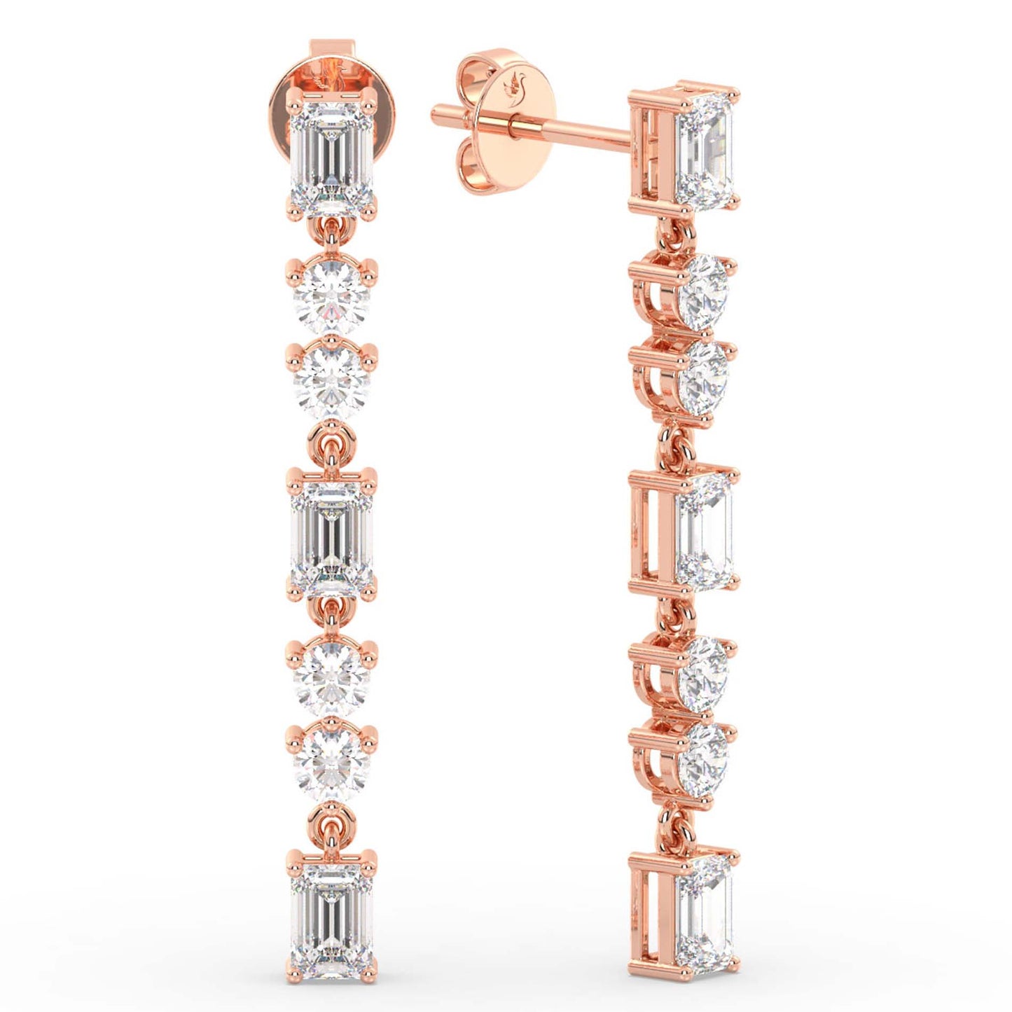 Emerald & Round Dangles, Rose Gold | Serenity Diamonds™