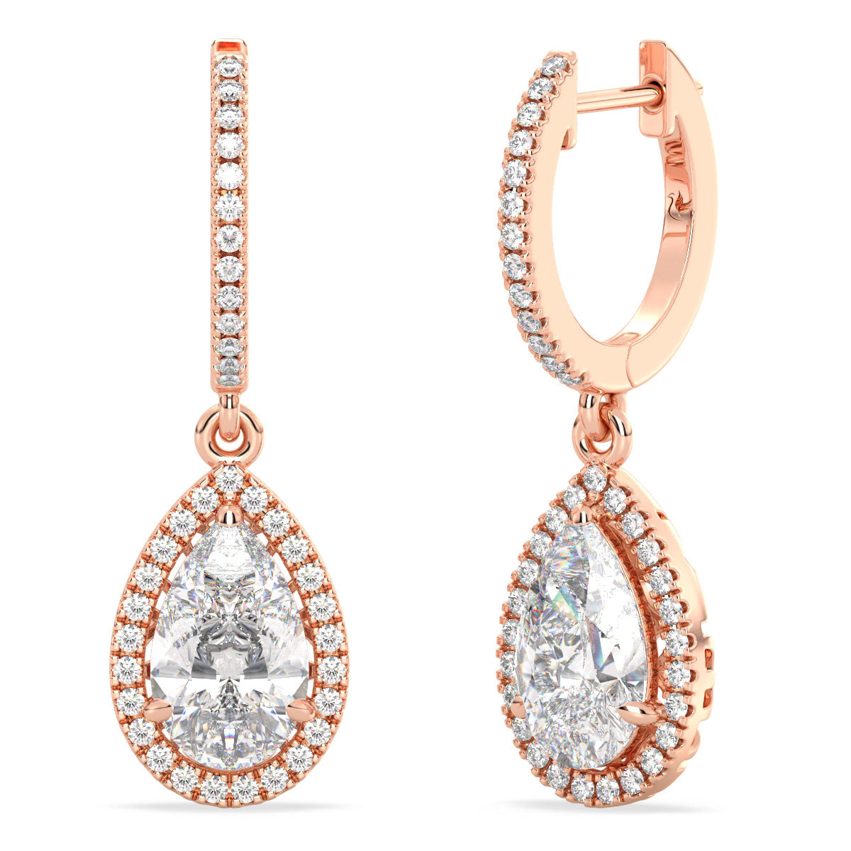 Pear-Shaped Halo Drop Earrings 2.50ct tw