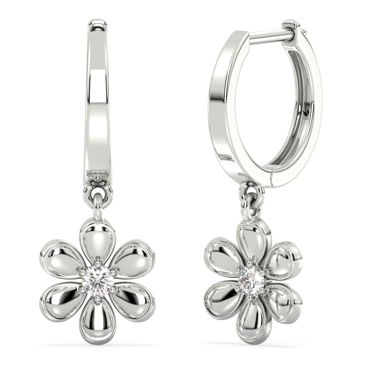 Floral Drop Huggie Earrings 0.34ct tw