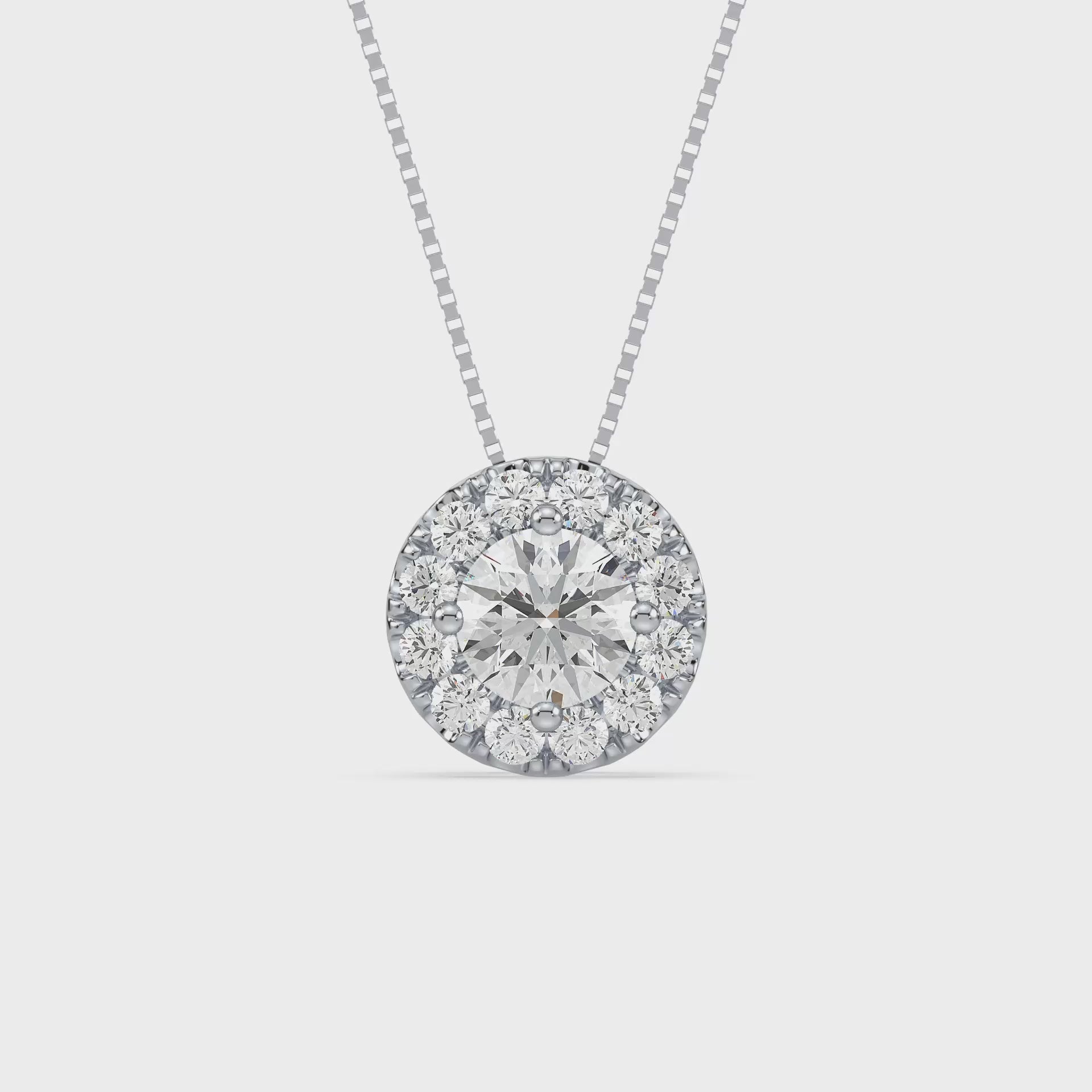 Round Halo Diamond Pendant 1.15ct tw video, White Gold | Serenity Diamonds™
