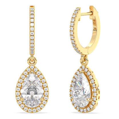 Pear-Shaped Halo Drop Earrings 2.50ct tw