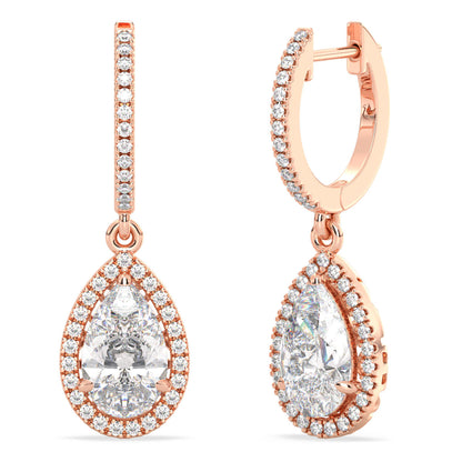 Pear-Shaped Halo Drop Earrings 2.50ct tw