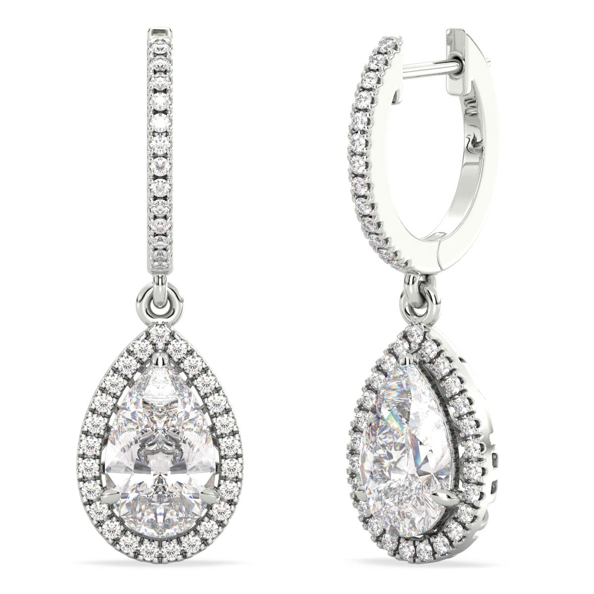 Pear-Shaped Halo Drop Earrings 2.50ct tw