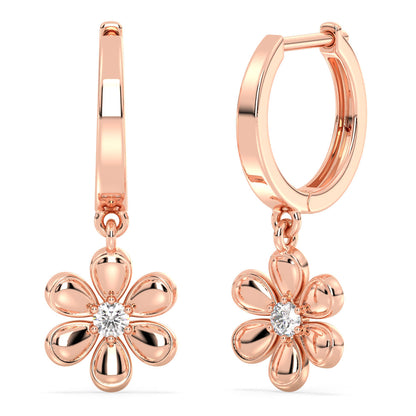 Floral Drop Huggie Earrings 0.34ct tw