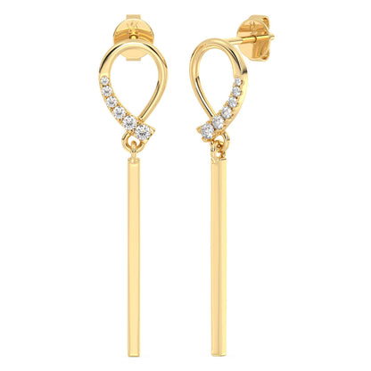 Diamond Baton Curve Earrings 0.46ct tw
