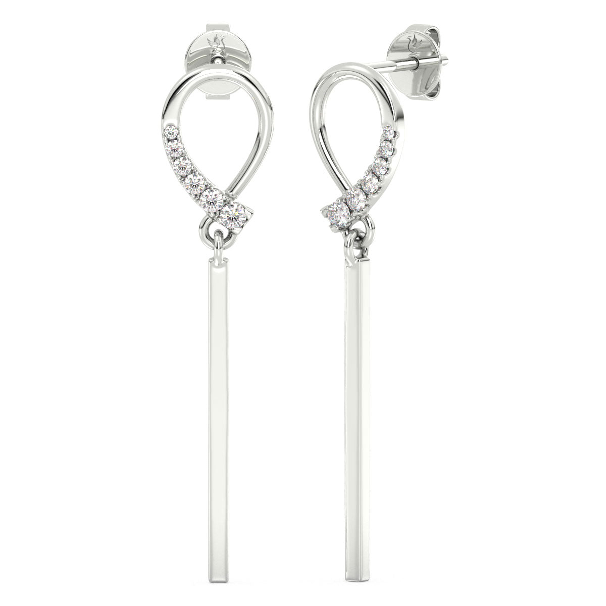 Diamond Baton Curve Earrings 0.46ct tw