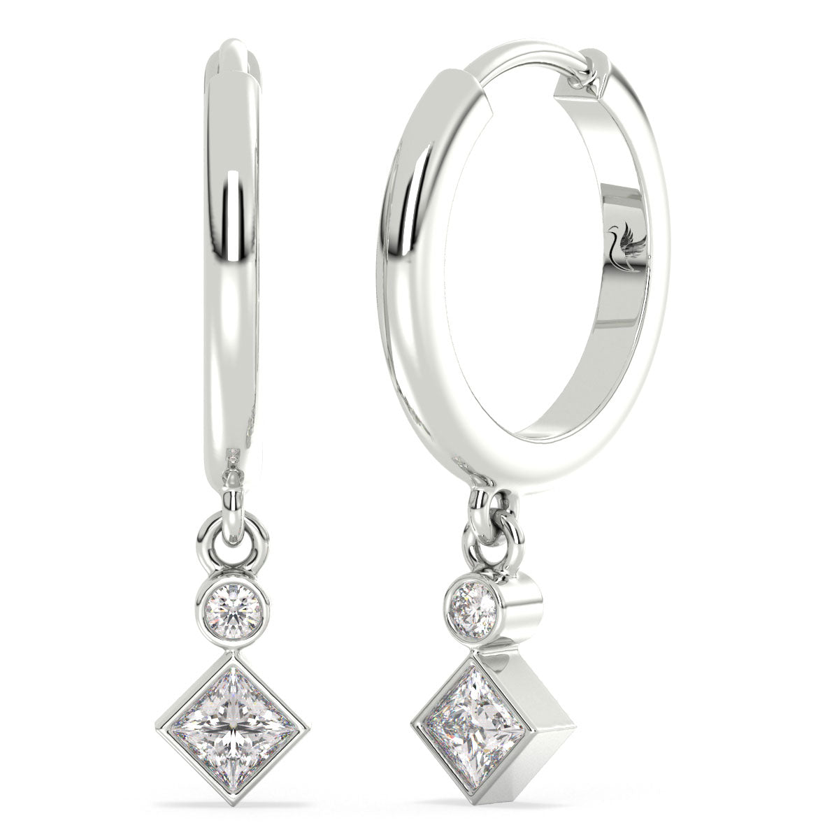 Princess Cut Diamond Drop Huggie Earrings 0.38ct tw