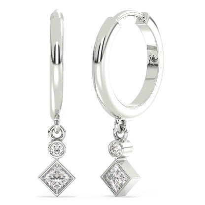Princess Cut Diamond Drop Huggie Earrings 0.38ct tw