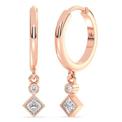 Princess Cut Diamond Drop Huggie Earrings 0.38ct tw