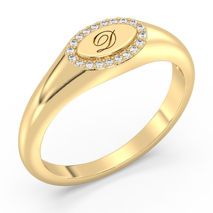 Signet Halo Ring 0.05ct tw