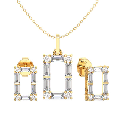 Gold and diamond jewelry set on a white background