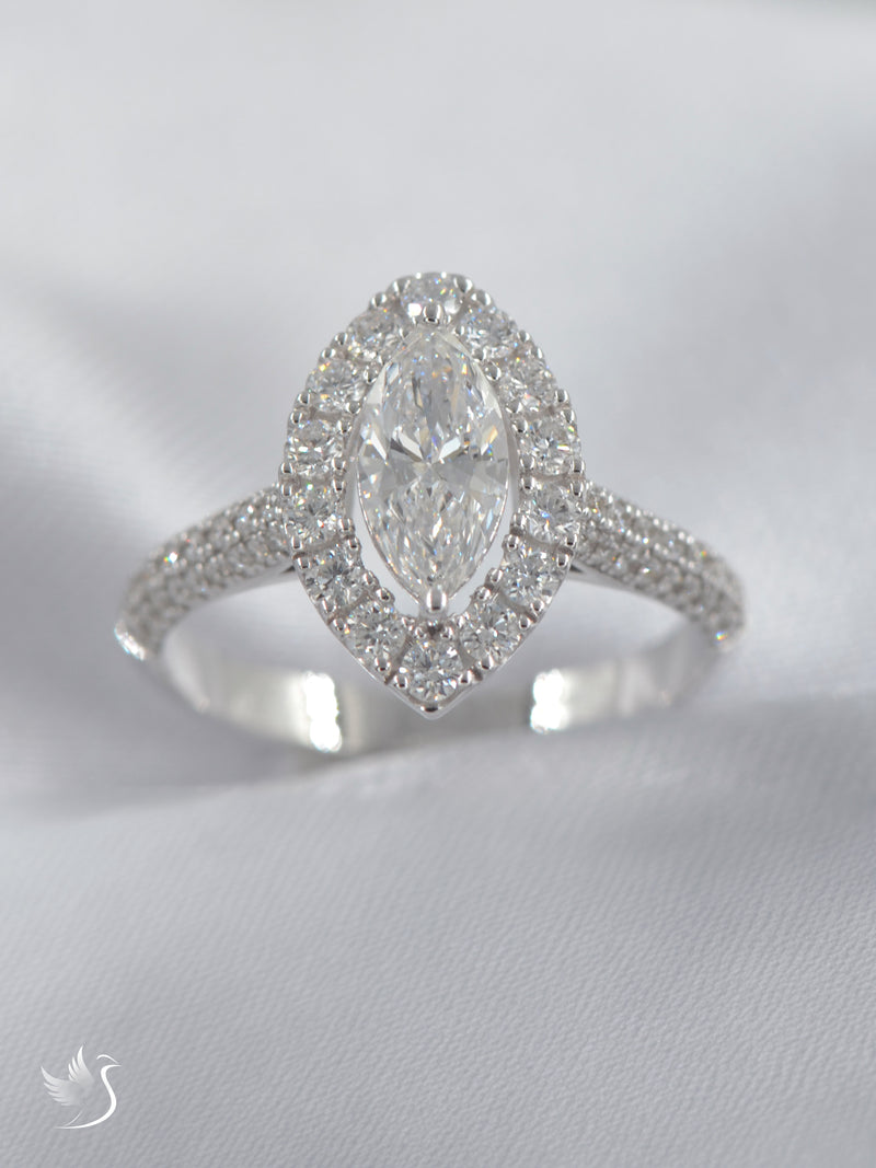 Marquise Halo Solitaire Ring