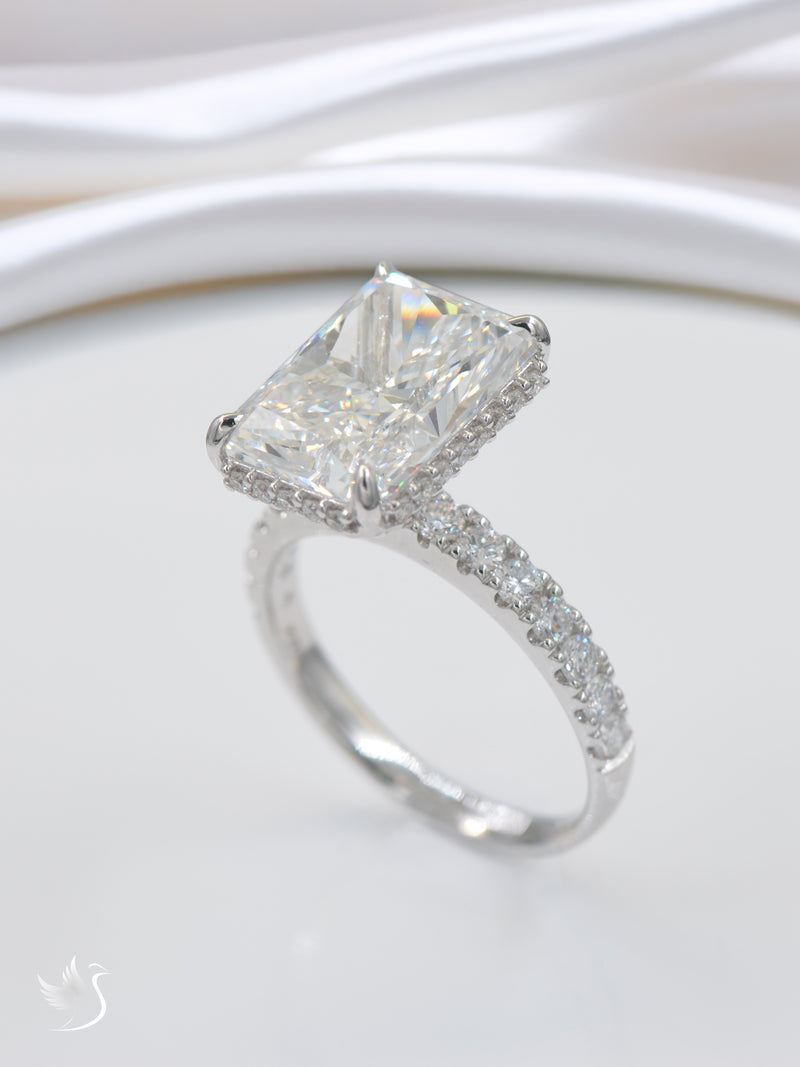 Radiant Girdle Halo Ring
